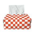 Lava Orange And White Checkered Print Rectangle Tissue Box Cover