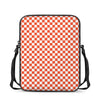 Lava Orange And White Checkered Print Rectangular Crossbody Bag