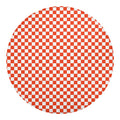 Lava Orange And White Checkered Print Round Blanket