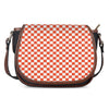 Lava Orange And White Checkered Print Saddle Bag