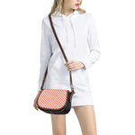 Lava Orange And White Checkered Print Saddle Bag