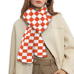 Lava Orange And White Checkered Print Scarf