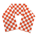 Lava Orange And White Checkered Print Scarf