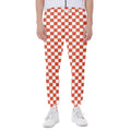 Lava Orange And White Checkered Print Joggers