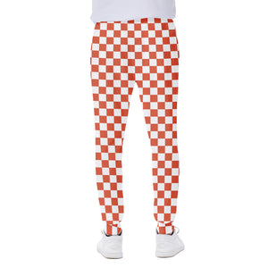 Lava Orange And White Checkered Print Scuba Joggers