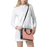 Lava Orange And White Checkered Print Shoulder Handbag