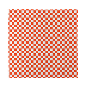 Lava Orange And White Checkered Print Silk Bandana