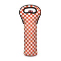 Lava Orange And White Checkered Print Single Neoprene Wine Tote