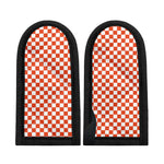 Lava Orange And White Checkered Print Skillet Handle Cover