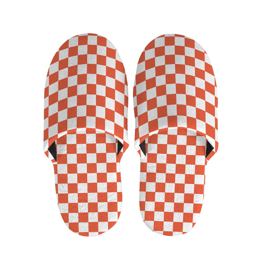 Lava Orange And White Checkered Print Slippers