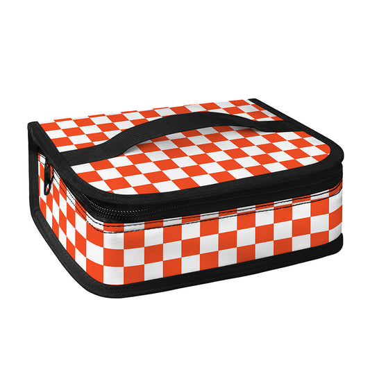 Lava Orange And White Checkered Print Small Lunch Bag
