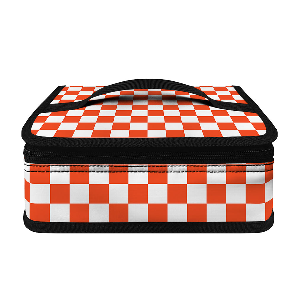 Lava Orange And White Checkered Print Small Lunch Bag