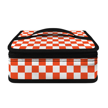 Lava Orange And White Checkered Print Small Lunch Bag