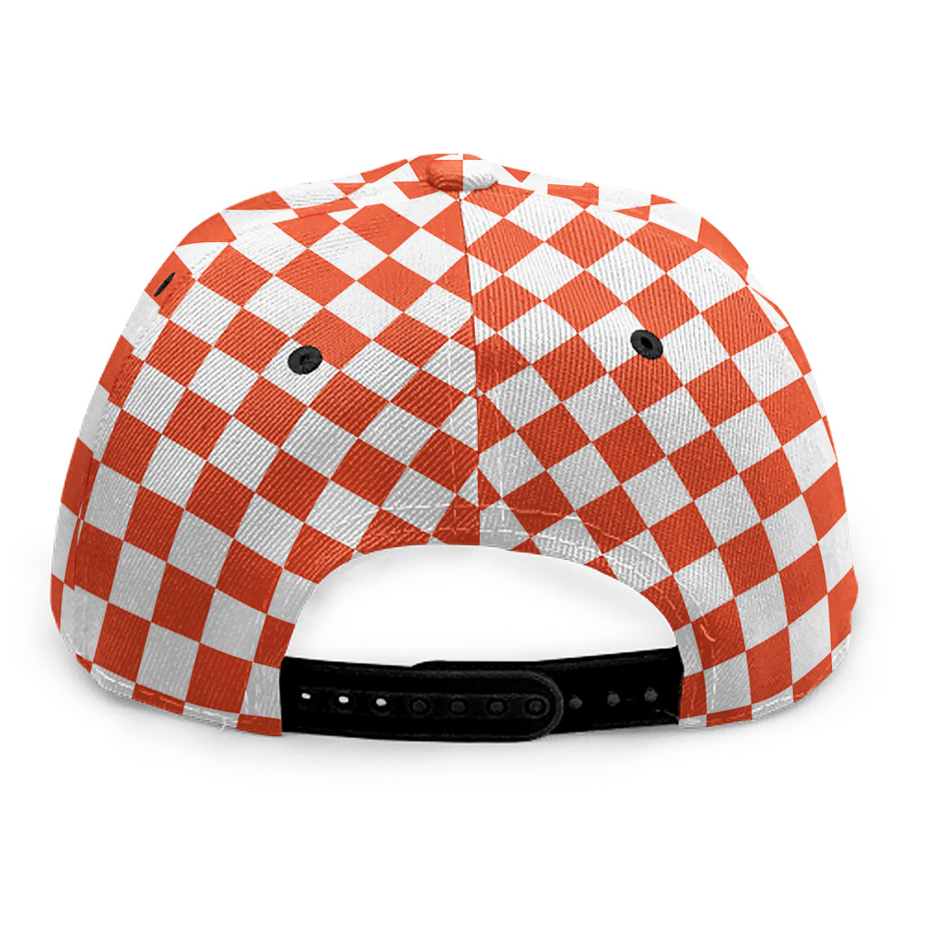 Lava Orange And White Checkered Print Snapback Cap