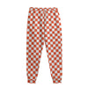 Lava Orange And White Checkered Print Sweatpants