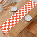 Lava Orange And White Checkered Print Table Runner