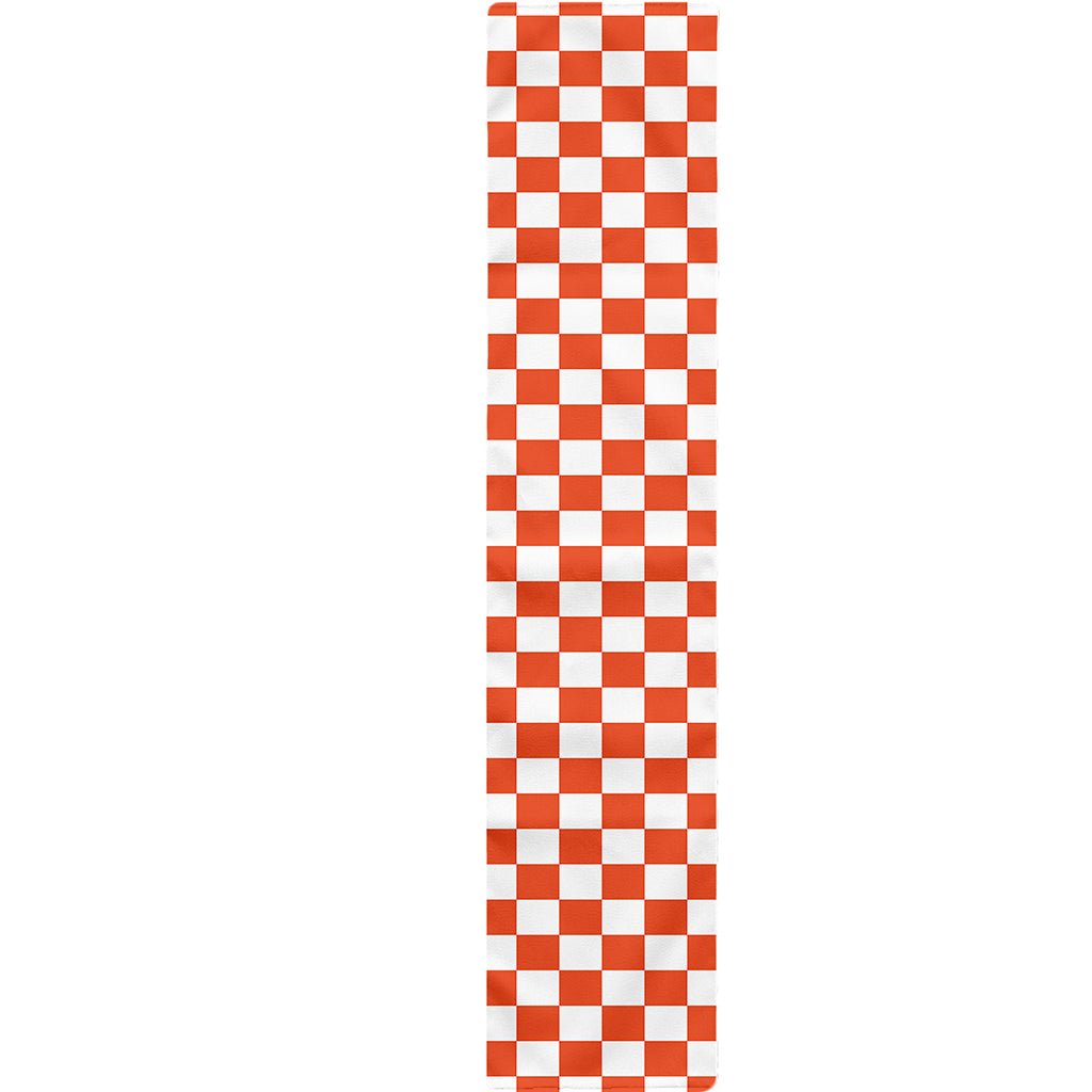 Lava Orange And White Checkered Print Table Runner