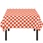 Lava Orange And White Checkered Print Tablecloth
