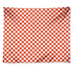 Lava Orange And White Checkered Print Tapestry