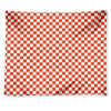 Lava Orange And White Checkered Print Tapestry