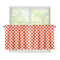 Lava Orange And White Checkered Print Tier Curtains