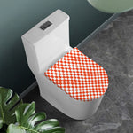 Lava Orange And White Checkered Print Toilet Lid Cover