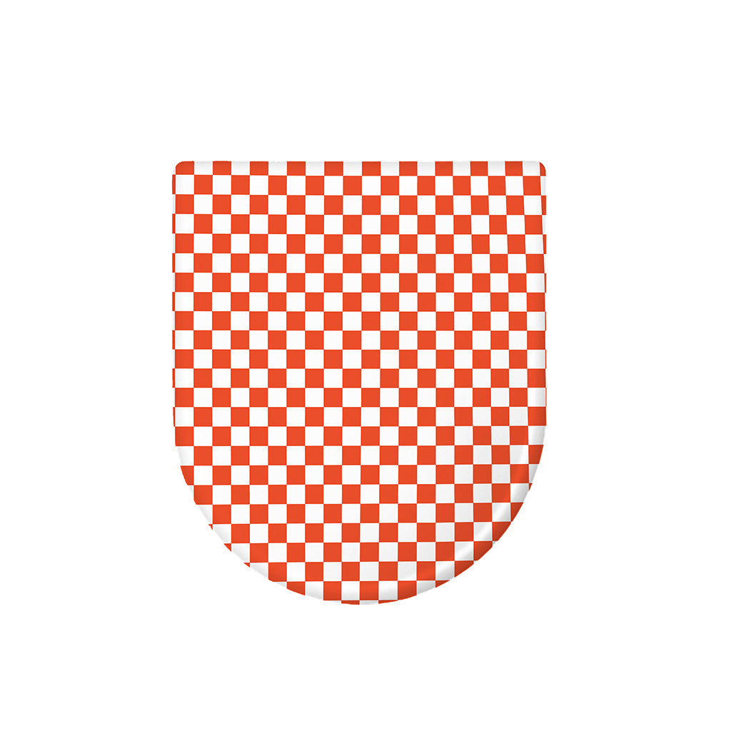 Lava Orange And White Checkered Print Toilet Lid Cover