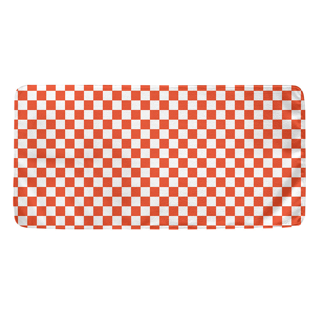 Lava Orange And White Checkered Print Towel