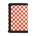 Lava Orange And White Checkered Print Trifold Wallet