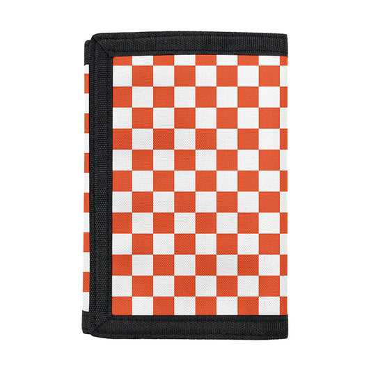 Lava Orange And White Checkered Print Trifold Wallet