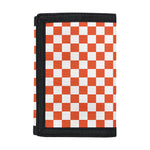 Lava Orange And White Checkered Print Trifold Wallet