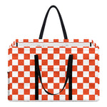 Lava Orange And White Checkered Print Utility Tote Bag