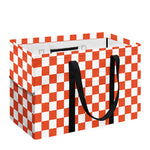 Lava Orange And White Checkered Print Utility Tote Bag