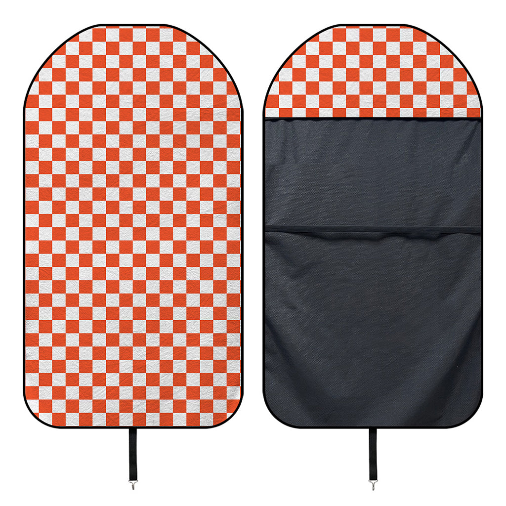 Lava Orange And White Checkered Print Waterproof Car Seat Cover