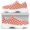 Lava Orange And White Checkered Print White Chunky Shoes