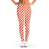 Lava Orange And White Checkered Print Women's Leggings