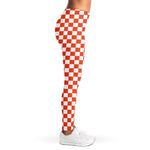 Lava Orange And White Checkered Print Women's Leggings