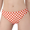 Lava Orange And White Checkered Print Women's Panties