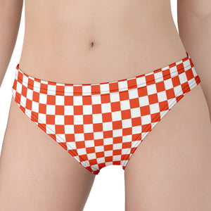 Lava Orange And White Checkered Print Women's Panties