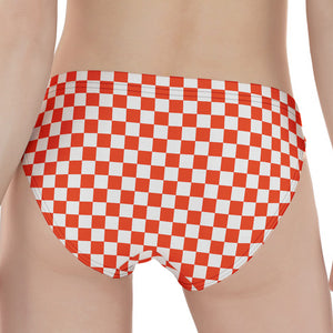 Lava Orange And White Checkered Print Women's Panties