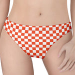 Lava Orange And White Checkered Print Women's Thong