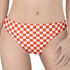 Lava Orange And White Checkered Print Women's Thong