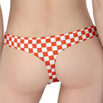 Lava Orange And White Checkered Print Women's Thong