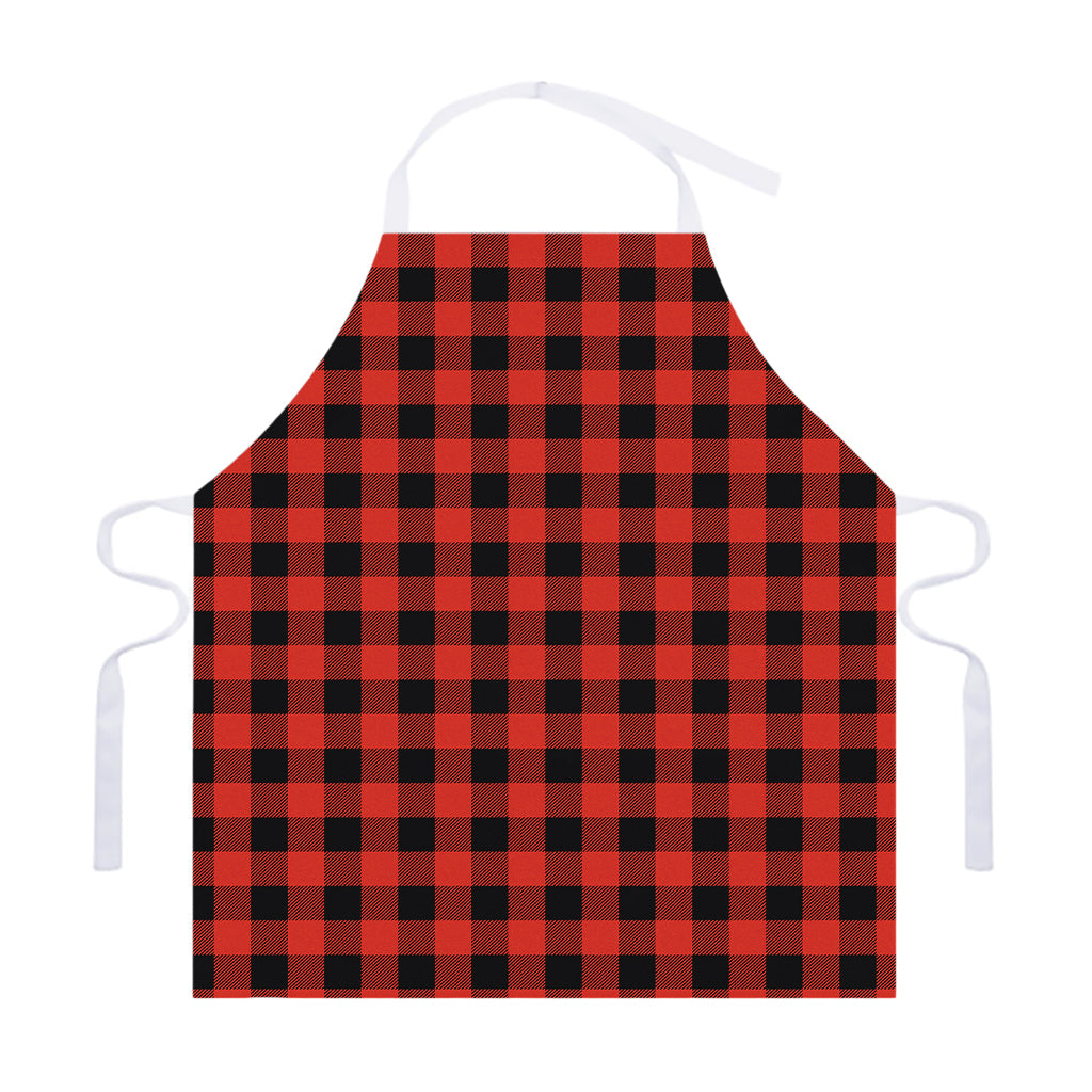 Lava Orange Buffalo Check Pattern Print Adjustable Apron