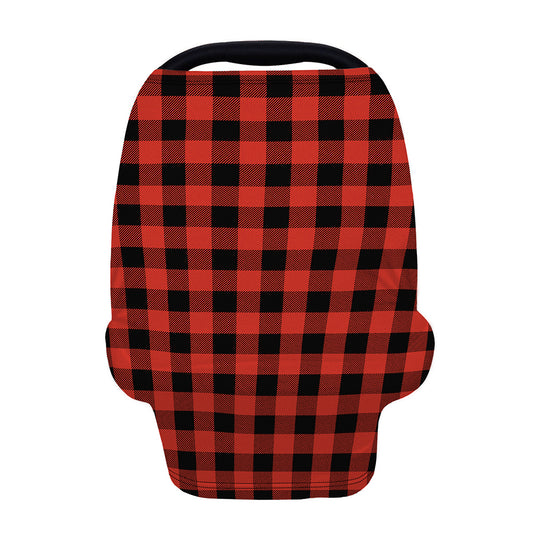 Lava Orange Buffalo Check Pattern Print Baby Seat Cover