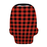 Lava Orange Buffalo Check Pattern Print Baby Seat Cover