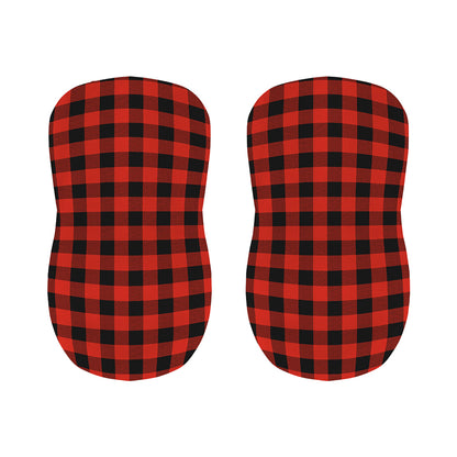Lava Orange Buffalo Check Pattern Print Bar Stool Covers