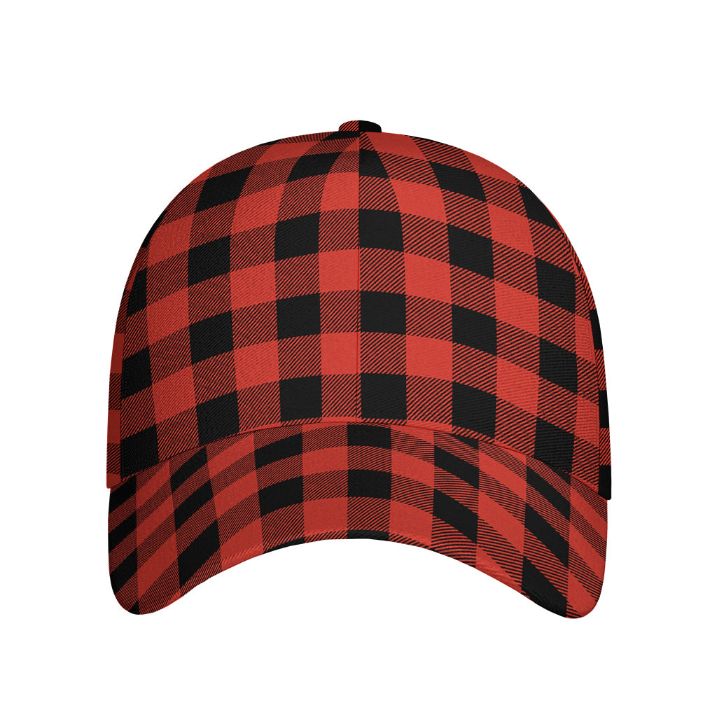 Lava Orange Buffalo Check Pattern Print Baseball Cap