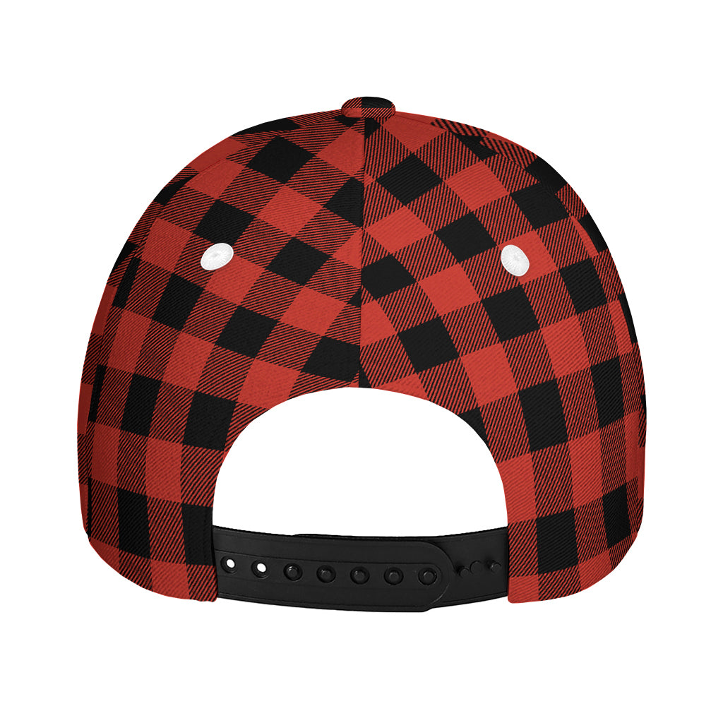 Lava Orange Buffalo Check Pattern Print Baseball Cap