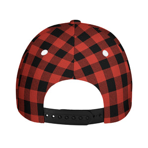 Lava Orange Buffalo Check Pattern Print Baseball Cap